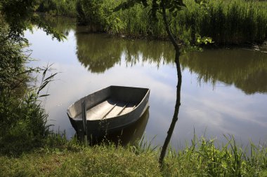 Mesola (FE),  Italy - April 30, 2017: The Po river near Mesola, Delta Regional Park, Emilia Romagna, Italy