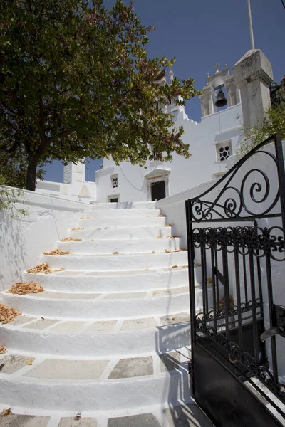 Filoti Naxos Grécia Agosto 2014 Stairs Filoti Church Naxos Cyclades — Fotografia de Stock