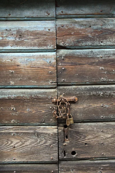 Cravegna Vco Italy December 2017 Old Door Lock Chain Vigezzo — Stock Photo, Image