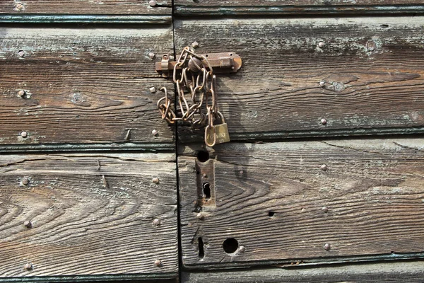 Cravegna Vco Italy December 2017 Old Door Lock Chain Vigezzo — Stock Photo, Image