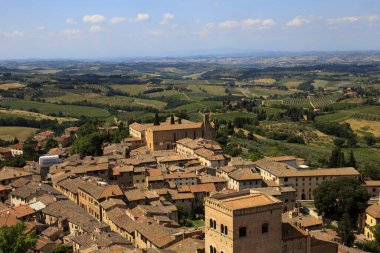 San Gimignano (SI), Italy - April 10, 2017: View of San Gimignano from the top of the tower, Siena, Tuscany, Italy