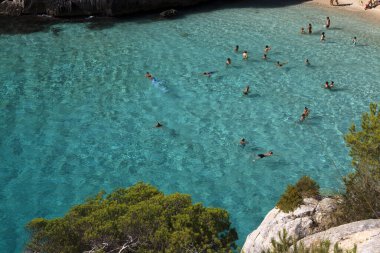 Macarelleta, Menorca / Spain - June 25, 2016: Cala Macarelleta beach and bay, Menorca, Balearic Islands, Spain