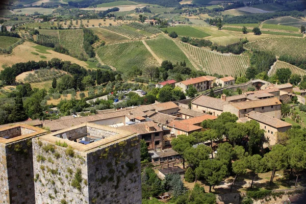 San Gimignano Aprile 2017 Veduta San Gimignano Dall Alto Della — Foto Stock