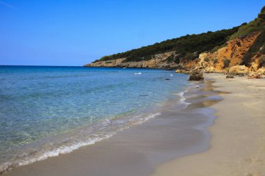 Sant Tomas, Menorca / İspanya - 25 Haziran 2016: Binigaus plajı, Sant Tomas, Menorca, Balear Adaları, İspanya