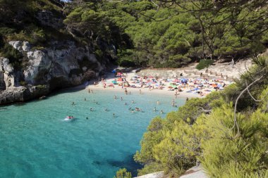 Macarelleta, Menorca / Spain - June 25, 2016: Cala Macarelleta beach and bay, Menorca, Balearic Islands, Spain