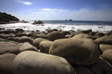 Port Nanven (İngiltere), Uk - 16 Ağustos 2015: The beach at Porth Nanven Cove, Cornwall, England, Birleşik Krallık.
