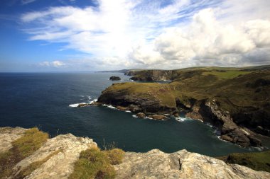Tintagel (England), UK - August 10, 2015: Tintagel coastline, Cornwall, United Kingdom.