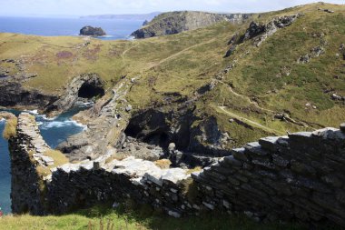 Tintagel (England), UK - August 10, 2015: Tintagel site near the coast, Cornwall, United Kingdom.