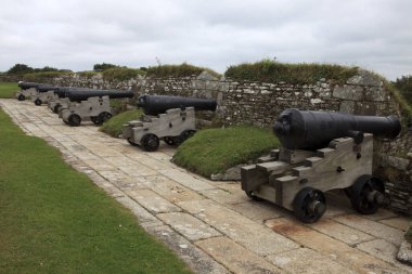 Falmouth (England), UK - August 15, 2015: Cannon near Pendennis castle, Falmouth, Cornwall, England, United Kingdom.