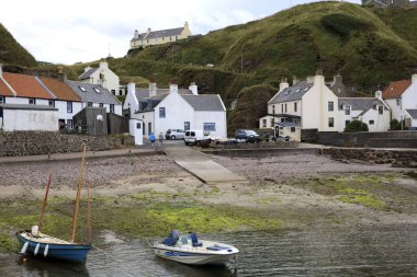 Pennan village (Scotland), UK - August 01, 2018: Pennan village, Fraserburgh, Scotland, Highlands, United Kingdom