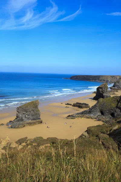 Bedruthan Steps England August 2015 Bedruthan Steps Beach Coast Cornwall — 图库照片