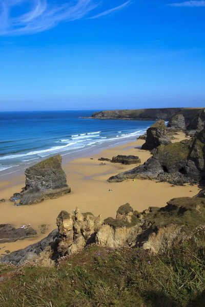 Bedruthan Steps England August 2015 Bedruthan Steps Beach Coast Cornwall — 图库照片