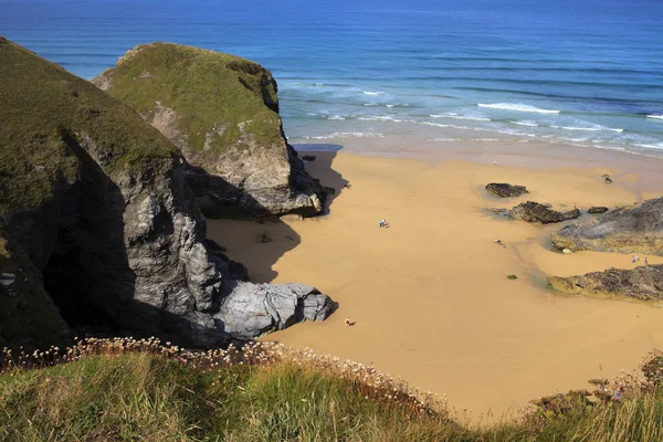 Bedruthan Steps England August 2015 Bedruthan Steps Beach Coast Cornwall — 图库照片