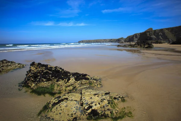 Bedruthan Steps England August 2015 Bedruthan Steps Beach Coast Cornwall — Zdjęcie stockowe