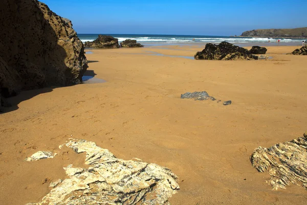 Bedruthan Steps England August 2015 Bedruthan Steps Beach Coast Cornwall — 图库照片