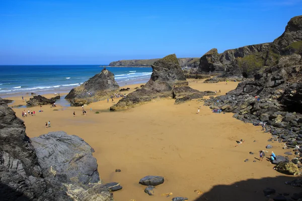 Bedruthan Steps England August 2015 Bedruthan Steps Beach Coast Cornwall — 图库照片