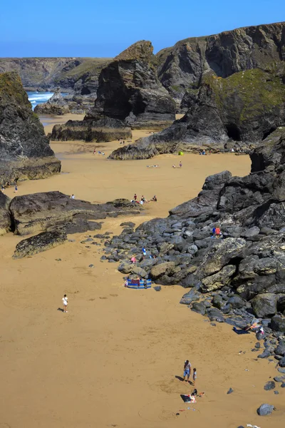 Bedruthan Steps England August 2015 Bedruthan Steps Beach Coast Cornwall — 图库照片