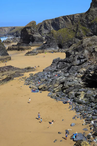 Bedruthan Steps England August 2015 Bedruthan Steps Beach Coast Cornwall — Stockfoto