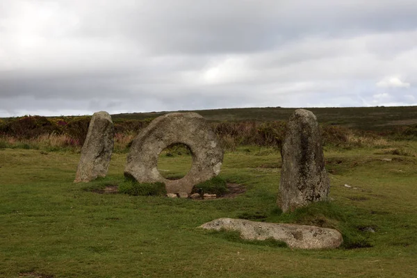 Madron England August 2015 Tourist Famous Men Tol Megalithic Stone — Stock Photo, Image