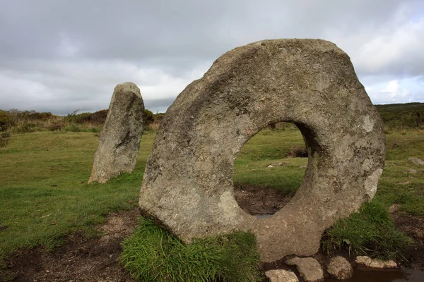 Madron England August 2015 Tourist Famous Men Tol Megalithic Stone — Stock Photo, Image