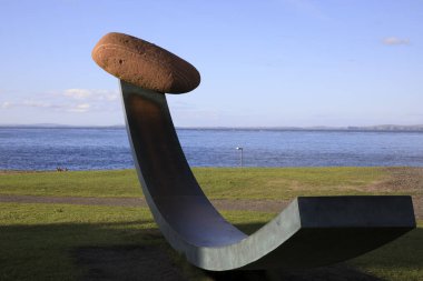 John O'Groats (Scotland), UK - August 04, 2018: 'Nomadic Boulders', a sculpture by Matthew Dalziel and Louise Scullion, at John O'Groats area, Caithness, Scotland, Highlands, United Kingdom