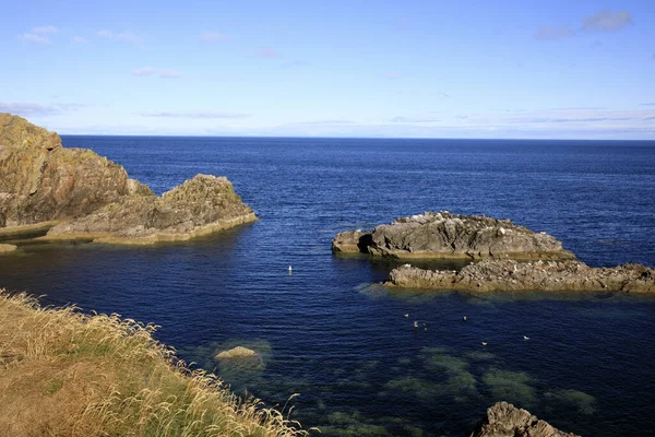 Portknockie Scotland August 2018 Coastal Landscape Bow Fiddle Rock Sea — Stock Photo, Image