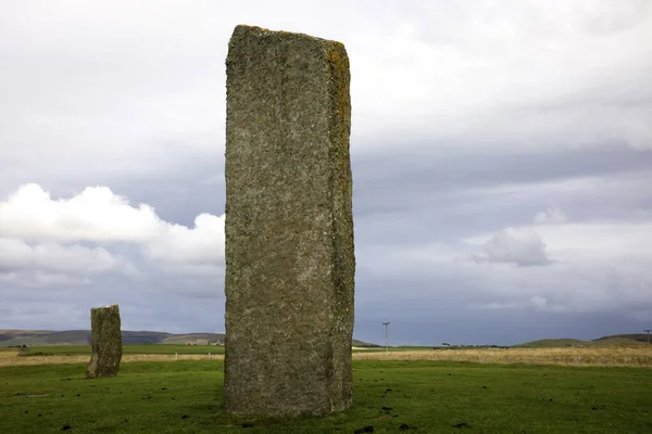 Stennessl - Orkney (Scotland), UK - August 06, 2018: Standing Stones of Stenness, Neolithic megaliths in the island of Mainland, Orkney, Scotland, Highlands, United Kingdom