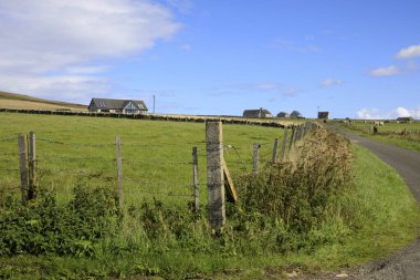 Yesnaby - Orkney (Scotland), UK - August 07, 2018: The landscape near Yesnaby cliffs area, Stromnessr, Orkney, Scotland, Highlands, United Kingdom 