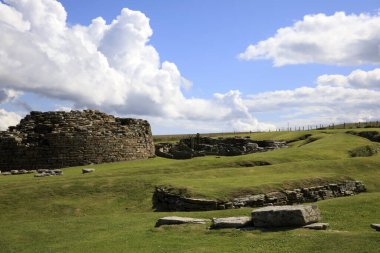 Gurness Broşu - Orkney (İskoçya), Uk - 10 Ağustos 2018: Gurness sitesi, Orkney, İskoçya, İskoçya, İskoçya, Birleşik Krallık