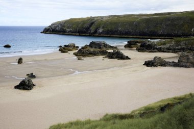Durness - (İskoçya), Uk - 11 Ağustos 2018: Durness yarımadasındaki plajlar, İskoçya, İskoçya, Birleşik Krallık