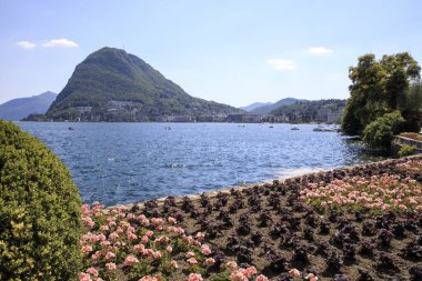 Lugano / İsviçre - 01 Haziran 2019: Ciani Park view, Lugano, İsviçre, Avrupa