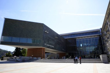 Lugano / İsviçre - 01 Haziran 2019: Lac Building, Lugano, İsviçre, Avrupa