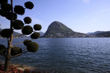 Lugano / Switzerland - June 01, 2019: Lugano lake view, Lugano, Switzerland, Europe