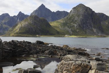 Lofoten Adaları / Norveç - 30 Ağustos 2017: Nusfjord, Lofoten Adaları, Nordland, Norveç, İskandinavya, Avrupa