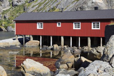 Lofoten Adaları / Norveç - 30 Ağustos 2017: Nusfjord; Lofoten Adaları, Nordland, Norveç, İskandinavya, Avrupa