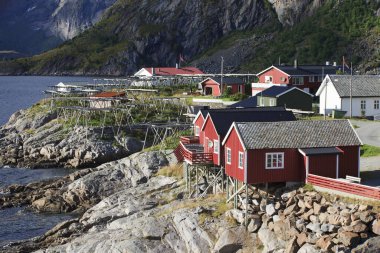 Lofoten Adaları / Norveç - 30 Ağustos 2017: Fiyort, Lofoten Adaları, Nordland, Norveç, İskandinavya, Avrupa
