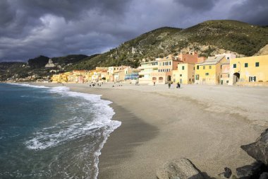 Varigotti (Sv), İtalya - 30 Aralık 2017: Varigotti plajı, İtalyan Riviera, Savona, Liguria, İtalya