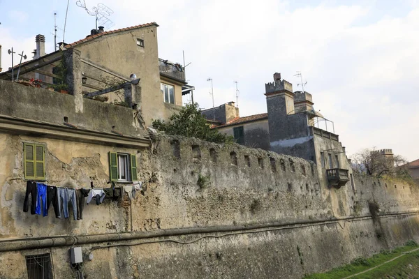 Finalborgo Italië December 2017 Buitenmuur Van Het Dorp Finalborgo Finale — Stockfoto