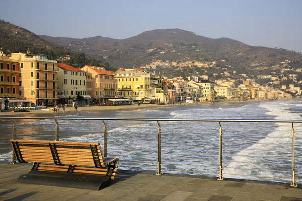 Alassio Italy December 2017 Alassio View Town Pier Riviera Dei — стоковое фото