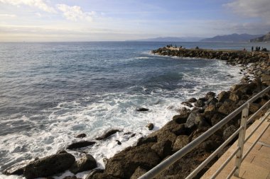 Varigotti (Sv), İtalya - 30 Aralık 2017: Varigotti plajı, İtalyan Riviera, Savona, Liguria, İtalya