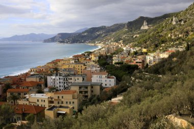 Varigotti (SV), Italy - December 30, 2017: View of Varigotti village from Crena Point, Italian Riviera, Savona, Liguria, Italy