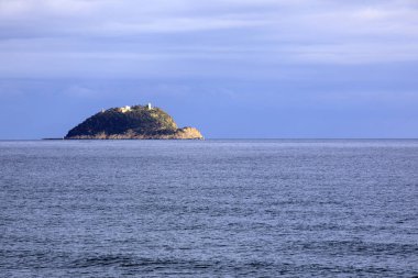 Alassio (SV), Italy - December 12, 2017: Gallinara island view from Alassio, Riviera dei Fiori, Savona, Liguria, Italy.