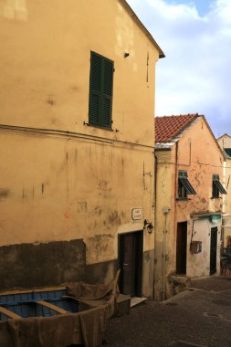 Cervo (IM), Italy - December 30, 2017: A tipycal houses in Cervo village, Italian Riviera, Imperia, Liguria, Italy
