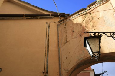 Cervo (IM), Italy - December 30, 2017: An old lanter in Cervo village, Italian Riviera, Imperia, Liguria, Italy