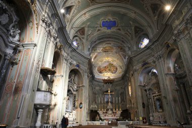 Cervo (Im), İtalya - 30 Aralık 2017: Cervo köyündeki kilise, İtalyan Riviera, Imperia, Liguria, İtalya