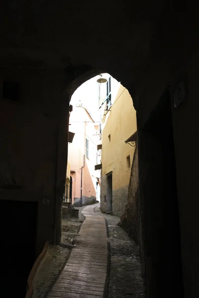 Cervo Italy December 2017 Tipycal Road Houses Cervo Village Italian — Zdjęcie stockowe