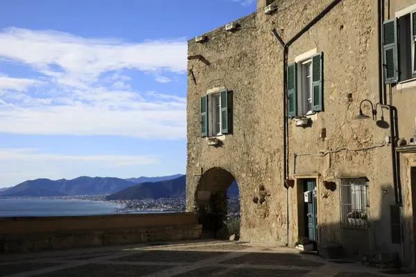 Crosa Italië December 2017 Het Plein Verezzi Dorp Savona Ligurië — Stockfoto