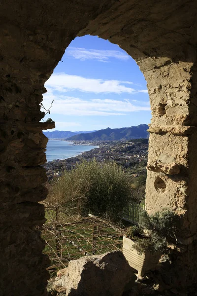 Crosa Italy December 2017 View Borgio Stone Windows Verezzi Village — Stock Fotó