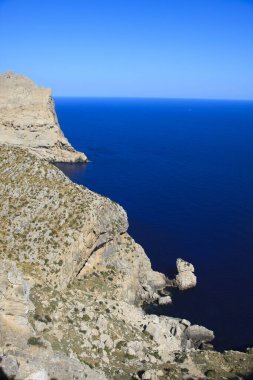 Cabo Formentor, Majorca / İspanya - 25 Ağustos 2016: Cabo Formentor ve Mirador d 'es Colomer, Mallorca, Balearic Adaları, İspanya. 