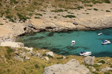 Cabo Formentor, Majorca / İspanya - 25 Ağustos 2016: Cabo Formentor ve Mirador d 'es Colomer, Mallorca, Balearic Adaları, İspanya. 